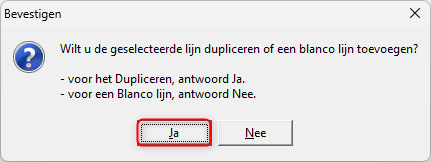 Vraag om lijn te dupliceren